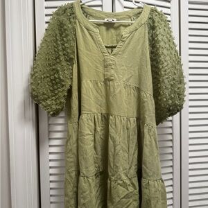 Umgee Olive Green Textured Dress